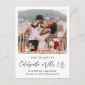 Chic Foto Hochzeitsempfang Save the Date Ankündigungspostkarte (Vorderseite)