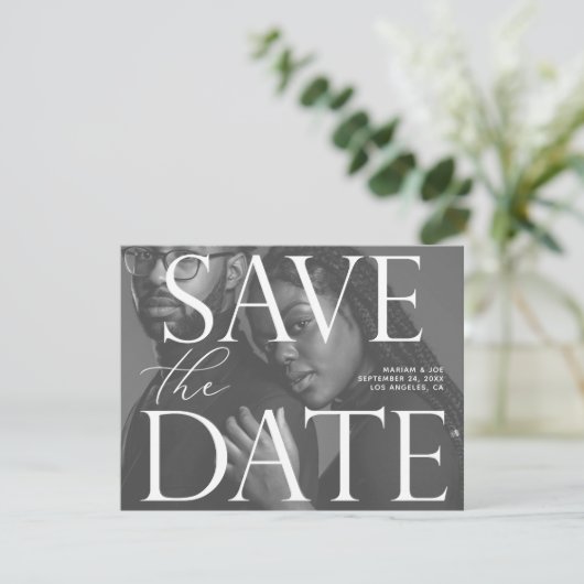 Chic Foto LG Save the Date B&W Einladung (Stehend Vorderseite)