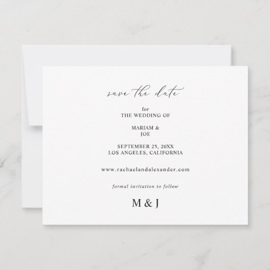 Chic Foto LG Save the Date B&W Einladung (Rückseite)