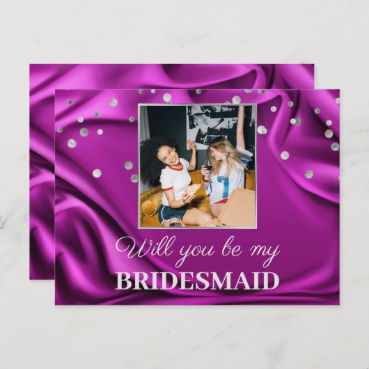 Chic Foto Lila Seide wirst du meine Bridesmaid sei Postkarte (Vorne/Hinten)