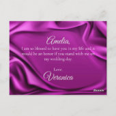 Chic Foto Lila Seide wirst du meine Bridesmaid sei Postkarte (Rückseite)