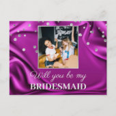 Chic Foto Lila Seide wirst du meine Bridesmaid sei Postkarte (Vorderseite)