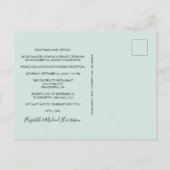 Chic Foto Mint Hochzeitsempfang Einladungspostkarte (Rückseite)