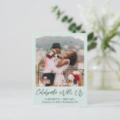 Chic Foto Mint Hochzeitsempfang Einladungspostkarte (Stehend Vorderseite)
