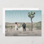 Chic Foto & Newlyweds Typografie Horizontal Einladung (Vorne/Hinten)