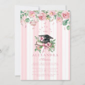 Chic Foto Pink Floral Abschluss Einladung (Vorderseite)