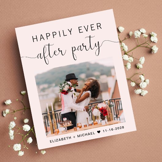 Chic Foto Pink Hochzeitsempfang Einladung