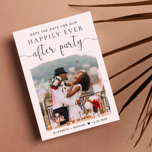 Chic Foto Pink Hochzeitsempfang Save the Date Ankündigung