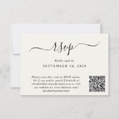 Chic Foto QR Code Cream Wedding RSVP Karte (Vorderseite)