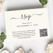 Chic Foto QR Code Cream Wedding RSVP Karte