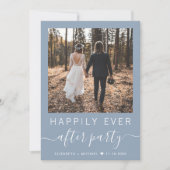 Chic Foto QR Code Dusty Blue Wedding Reception Einladung (Vorderseite)