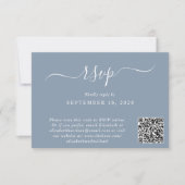 Chic Foto QR Code Dusty Blue Wedding RSVP Karte (Vorderseite)