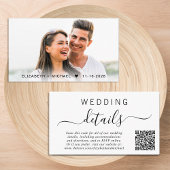 Chic Foto QR Code Hochzeitdetails Begleitkarte