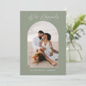 Chic Foto QR Code Hochzeitsankündigung Verlobung Einladung (Stehend Vorderseite)