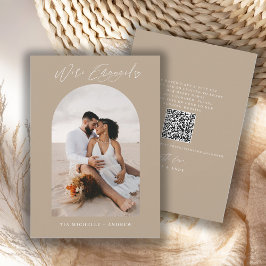Chic Foto QR Code Hochzeitsankündigung Verlobung Einladung