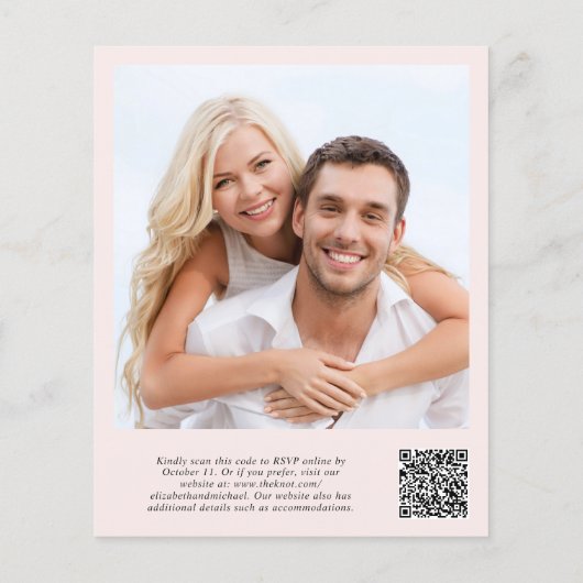 Chic Foto QR Code Hochzeitsempfang Einladung (Rückseite)