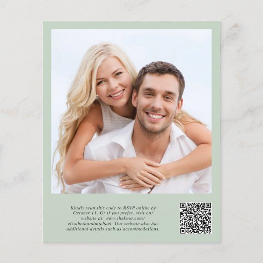 Chic Foto QR Code Hochzeitsempfang Einladung (Rückseite)