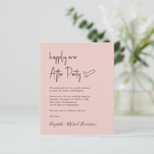 Chic Foto QR Code Hochzeitsempfang Einladung (Stehend Vorderseite)