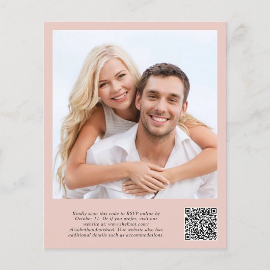 Chic Foto QR Code Hochzeitsempfang Einladung (Rückseite)