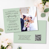 Chic Foto QR Code Sage Wedding Reception Einladung