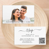 Chic Foto QR Code Wedding RSVP Begleitkarte