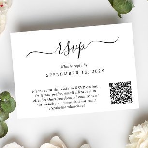 Chic Foto QR Code Wedding RSVP Karte