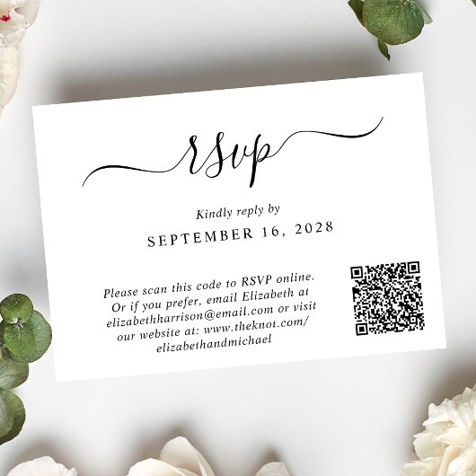 Chic Foto QR Code Wedding RSVP Karte