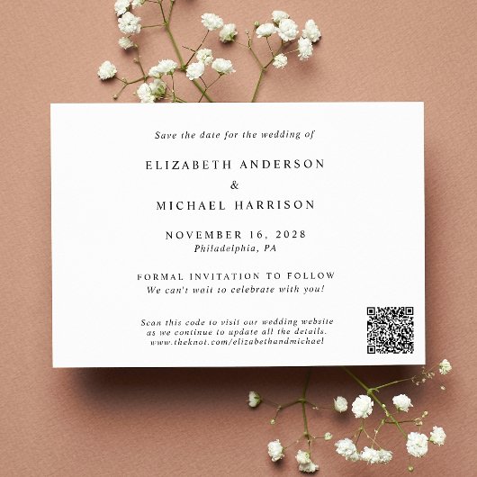 Chic Foto QR Code Wedding Save The Date