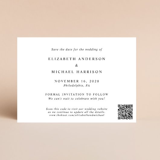Chic Foto QR Code Wedding Save The Date