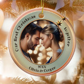 Chic Foto Rose Goldene Weihnachten Keramik Ornament