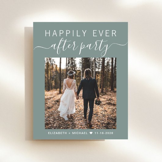 Chic Foto Sage Green Wedding Reception Einladung