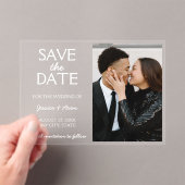 Chic Foto Save the Date Elegante Moderne Karte Acryleinladungen (Insitu (Handheld))