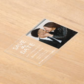 Chic Foto Save the Date Elegante Moderne Karte Acryleinladungen (Ablage )