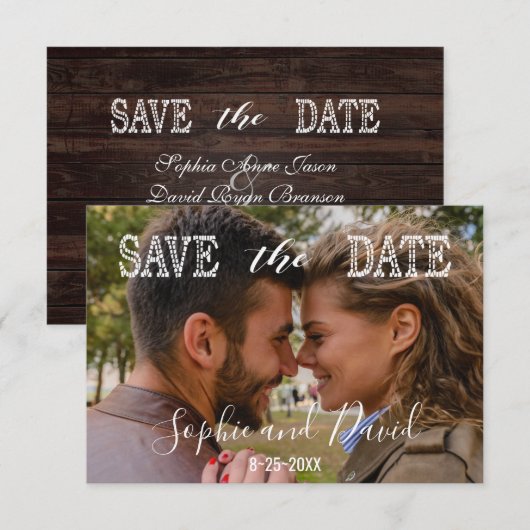 Chic Foto SAVE THE DATE Hochzeittypografie (Vorne/Hinten)