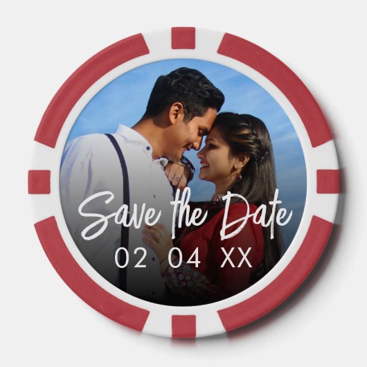 Chic Foto Script Wedding Save the Date Pokerchips (Vorderseite)