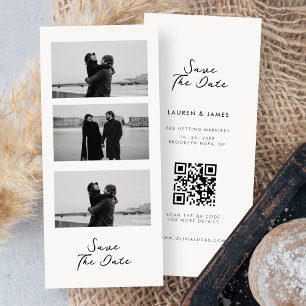 Chic Foto Strip Wedding QR Code Save the Date