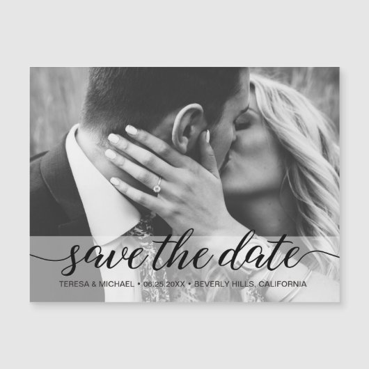 Chic Foto Verlobung Save the Date Hochzeit Magnetkarte (Vorderseite)
