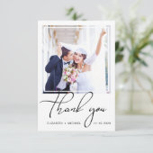 Chic Foto Wedding Dankeskarte (Stehend Vorderseite)