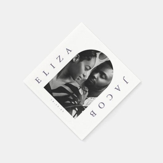 Chic Foto Wedding Date Serviette (Ecke)