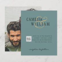 Chic Foto Wedding Invite QR Code Gerettet Datum Gr