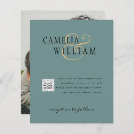 Chic Foto Wedding Invite QR Code Gerettet Datum Gr
