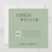 Chic Foto Wedding Invite QR Code Gerettet Datum Gr (Vorderseite)