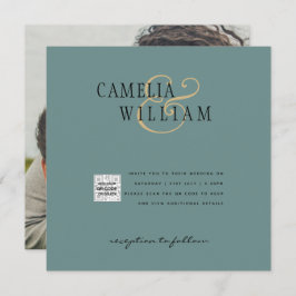 Chic Foto Wedding Invite QR Code Gerettet Datum Gr