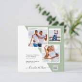 Chic Foto Wedding Invite QR Code Gerettet Datum Gr (Stehend Vorderseite)