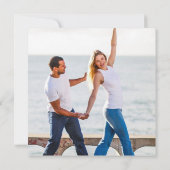 Chic Foto Wedding Invite QR Code Gerettet Datum Gr (Rückseite)