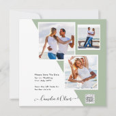 Chic Foto Wedding Invite QR Code Gerettet Datum Gr (Vorderseite)