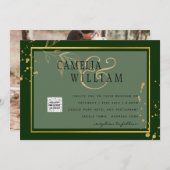 Chic Foto Wedding Invite QR Code Gerettet Datum Gr (Vorne/Hinten)