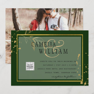 Chic Foto Wedding Invite QR Code Gerettet Datum Gr
