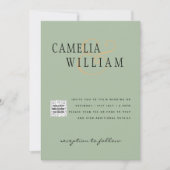 Chic Foto Wedding Invite QR Code Gerettet Datum Gr Einladung (Vorderseite)