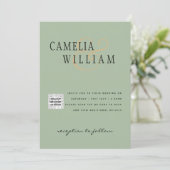 Chic Foto Wedding Invite QR Code Gerettet Datum Gr Einladung (Stehend Vorderseite)